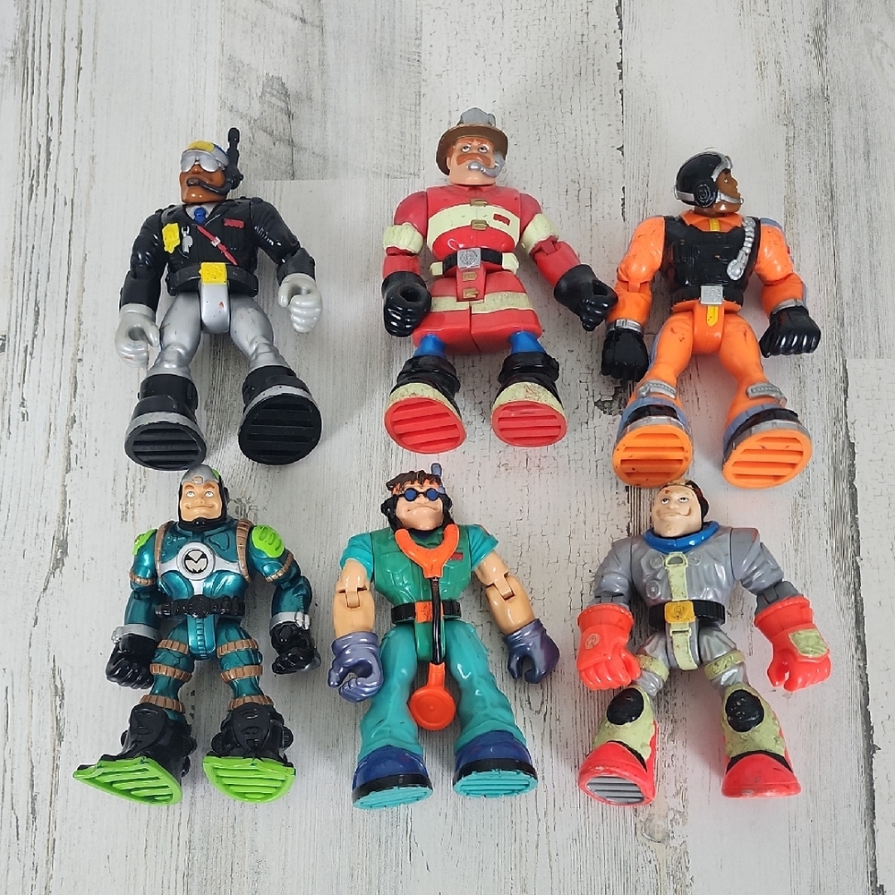 Vintage Fisher Price Mattel Rescue Heroes Lot Of 6 Action Figures Toys